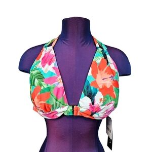 NWT La Blanca Tropea Tropical Halter Bikini Top Size 16 Women's Q20‎